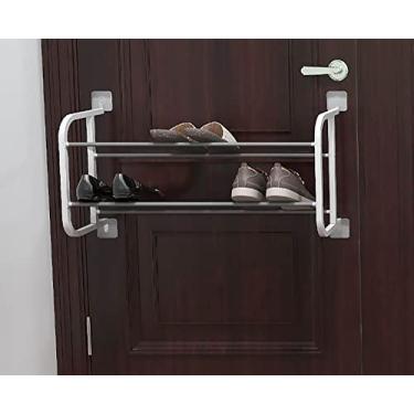 Imagem de Sapateira simples de metal para pendurar na parede, várias camadas, suporte de armazenamento à prova d'água, economiza espaço para sala de estar (64,8 cm L x 19,68 cm P x 17,92 A, porta A) (parede