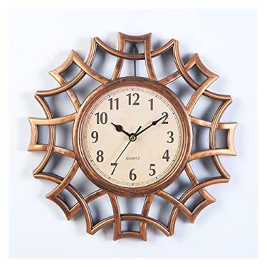 Imagem de AkosOL Relógio de parede abstrato nórdico vintage numeral geométrico relógio de parede quartzo Mordern suprimentos decorativos de parede para casa preto, 25,4 cm