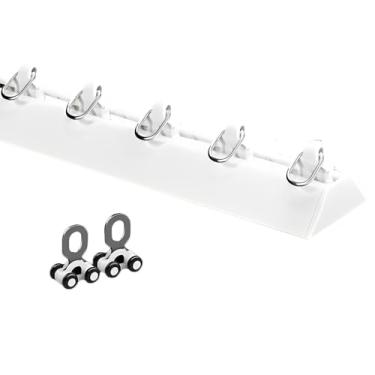 Imagem de Faixa de cortina atualizada, com rolo de quatro rodas de aço manganês, trilho de teto para cortinas, haste de cortina de quarto, fácil de instalar e cortar (cor: branco, tamanho: 2,4 m/2,4 m/2 * 120