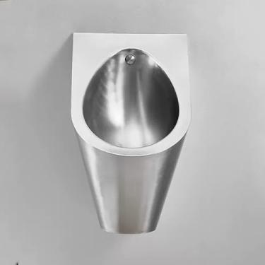 Imagem de pcagfaajmh Mictórios de aço inoxidável 304, mictório com sensor de parede masculino inteligente, uso residencial, banheiro, banheiro, urinol, sanitário, masculino, vaso sanitário, antirespingos (prata