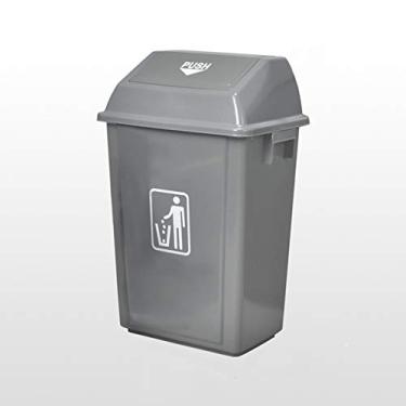 Imagem de Caixotes de lixo com tampa giratória, lixeira de grande capacidade, lixeira com tampa 75 cm de altura para uso interno, externo ou comercial, lixeira cinza (tamanho: 58L) (58L) (58L)