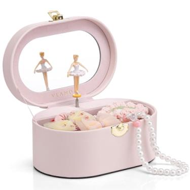 Imagem de Vlando Caixa de joias musical para meninas - Caixa de música infantil com bailarina para decoração de quarto de aniversário - presente de aniversário para meninas de 4 5 6 7 8 a 12 anos - rosa