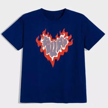 Imagem de Camiseta Casual Minimalista Fogo Amor Chamas Love Fire Swag - Dinka, a