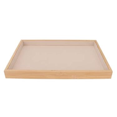 Imagem de Bandeja de joias de madeira Ainoli, clássica, elegante, resistente a arranhões, bandeja multiuso para exibição de joias, brincos, colares, pulseiras (Bege)