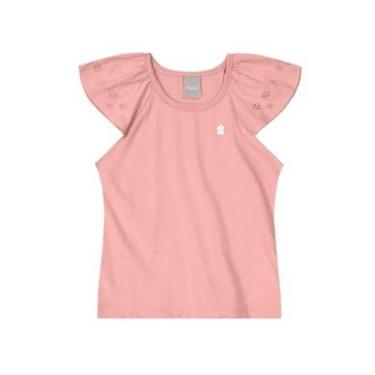 Imagem de Blusa Infantil Menina em Malha Mundi Bordado nas Mangas Rosa-Feminino