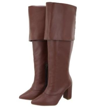 Imagem de Bota Over The Knee Salto Alto Grosso Confortável-Feminino