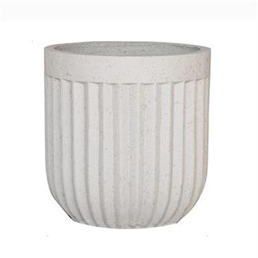 Imagem de KEG801302 Vaso de flores simples vasos de plantas de chão de cimento para ambientes internos redondos grandes plantas verdes decoração de flores vasos de flores com padrão vertical plantador de flores