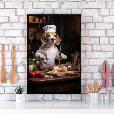Imagem de Quadro Para Cozinha Cão Raça Beagle 45X34Cm - Com Vidro