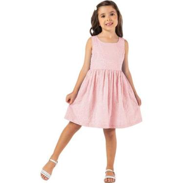 Imagem de Vestido Infantil Menina Algodão Bordado Festa Confortável Tamanho:10Co