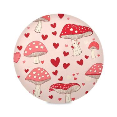 Imagem de STAYTOP Jogo americano redondo com cogumelos coloridos fofos, 6 peças, tapetes de mesa antiderrapantes fáceis de limpar para decoração de mesa de festa e churrasco