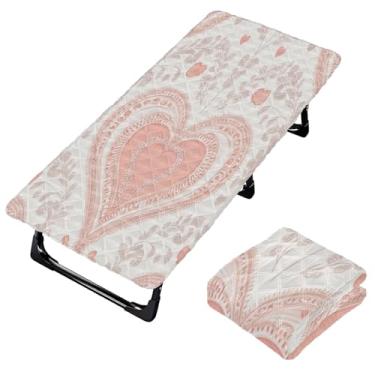 Imagem de Burbuja Lençol de berço de coração moderno para crianças, lençol de cochilo acolchoado portátil com faixa elástica para meninas e meninos, lavável na máquina, 63,5 x 127 cm