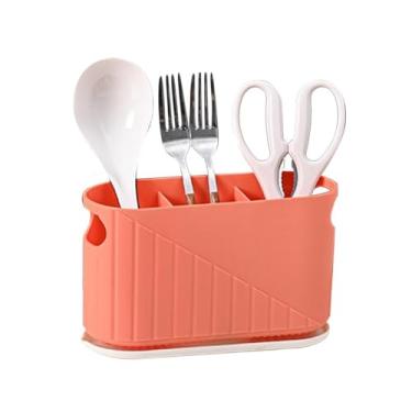 Imagem de CFGH6FDF Suporte de talheres, colheres e garfos, organizador de utensílios, suporte de colher de cozinha, suporte compacto, para pauzinhos, gaiola, talheres, utensílios de cozinha (rosa)