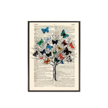 Imagem de Quadro Decorativo Árvore De Borboletas 33X24 C/Vidro - Preta