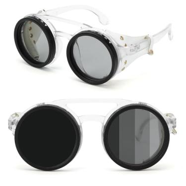 Imagem de Loycco Feito à mão Nd-400 9 engrenagens redondo polarizado ajustável escurecimento óculos de sol masculino feminino filtro mergulho pesca, Ch04 C3white, 52