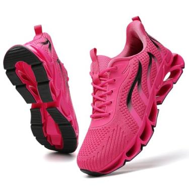 Imagem de FRSHANIAH Tênis esportivo feminino para caminhada, corrida, antiderrapante, moderno, Rosa vermelha preta, 38