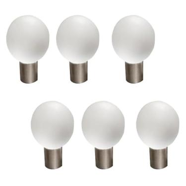 Imagem de Puxadores de gaveta de cristal de strass, puxador de gaveta estilo europeu, 6 peças, puxador de gaveta de cristal branco fosco de 30 mm, puxadores de armário de vidro, orifício único, puxador de