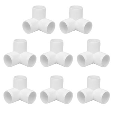 Imagem de Lswteiz Pacote com 8 acessórios de PVC para cotovelo de 3 vias, 3 vias, grau SCH40, 3 cm, conector de acessórios de tubo de PVC de 3 vias para prateleira de jardim DIY, conexões de barraca de