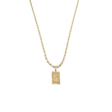 Imagem de Cordão 45Cm Masculino Feminino Pingente Letra S Banhado Ouro