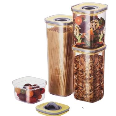 Imagem de Conjunto De Potes Mantimentos Empilháveis Com Tampa Vedação