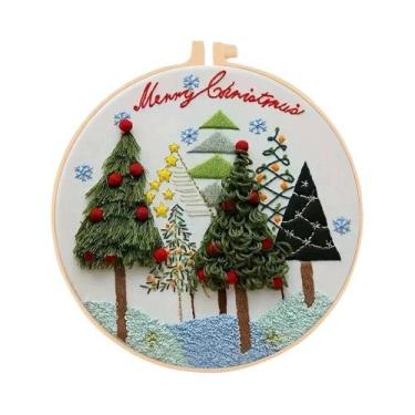 Imagem de Kit De Bordado DIY Para Guirlanda De Flores De Árvore De Natal, Com Te
