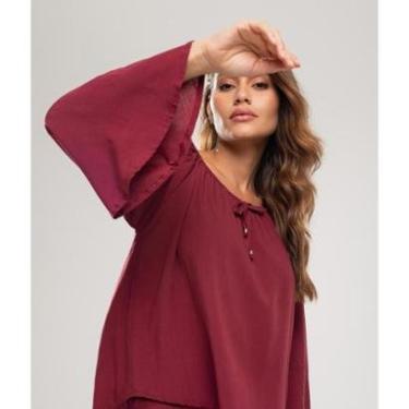 Imagem de Blusa Salvatore Fashion Ciganinha Manga Longa Flare Viscolinho Feminina-Feminino