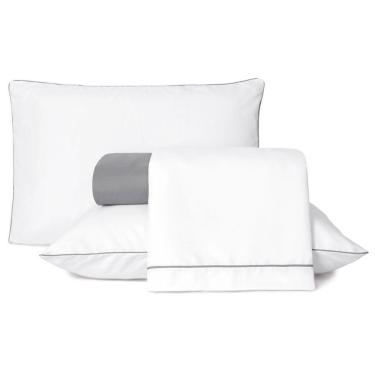 Imagem de Jogo De Lençol Casal Padrão Linea Micropercal 200 Fios 4 Peças - Cinza