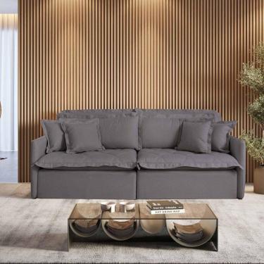 Imagem de Sofá Retrátil E Reclinável Iris 2,00m Linho Cor Grafite 2342 Usb Com Kit Usb