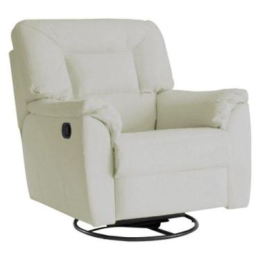Imagem de Poltrona do Papai Reclinável Giratória com Balanço Doha Couro Off Whit