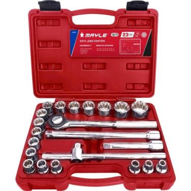 Imagem de Jogo de Soquetes Estriados Encaixe 1/2", 8 mm a 32 mm, com 23 Peças, M