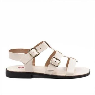 Imagem de Sandália Rasteira Zatta Duas Fivelas Liah Off White Branco 34-Feminino