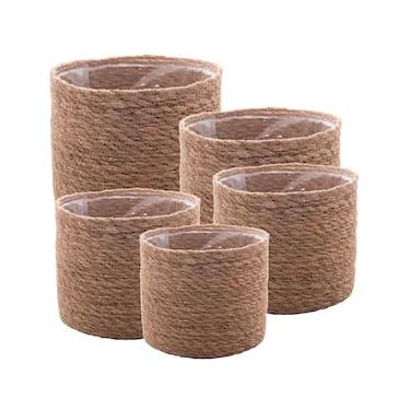 Imagem de Conjunto 5 Cachepots Wolff Fibra Natural Forro Plástico Versátil