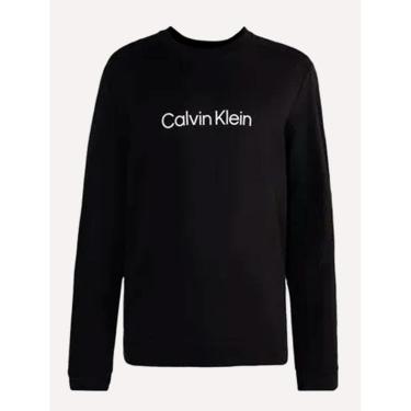 Imagem de Moletom Calvin Klein Masculino Crewneck CK Front Preto-Masculino
