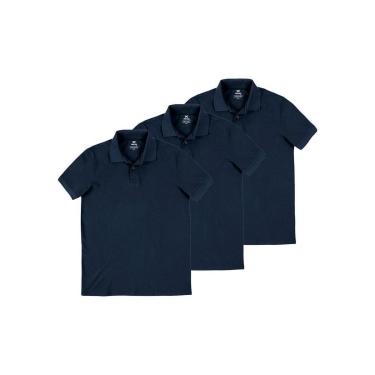 Imagem de Kit com 3 Camisetas Polo Masculina Hering N3a7 Azul Marinho-Masculino