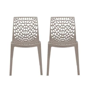 Imagem de Kit 2 Cadeiras Coral Gruvyer Jantar Cozinha Gourmet Cinza - Plastic Ch