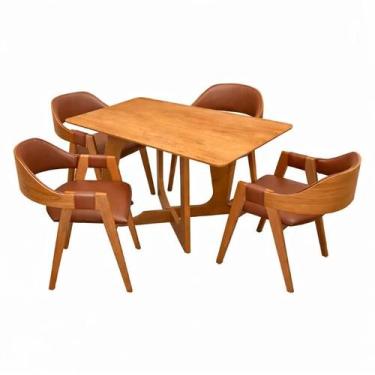 Imagem de Mesa de Jantar Dubai Flex 120x80cm Sem Vidro e 4 Cadeiras Perola em ma