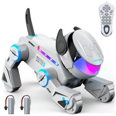 Imagem de Robô Cachorro Programável Cinza – SIMREX, Cão Robótico Interativo com Bluetooth, Controle Remoto, Sensores de Toque e Dança