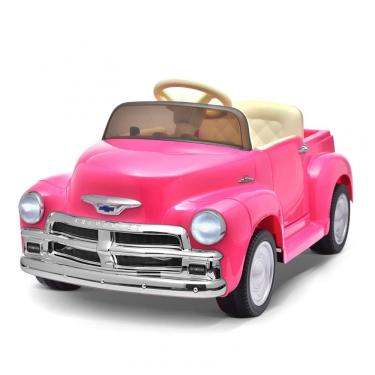 Imagem de Carro Elétrico Infantil Chevrolet 3100 Pickup Licenciado Joywhale 12V, 1 Lugar, 2 Motores, Controle Remoto, 3 Velocidades, Retrô, Rosa
