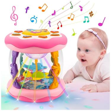 Imagem de Brinquedo musical projetor oceano giratório Tsomtto rosa para bebês desenvolvimento sensorial luz e som
