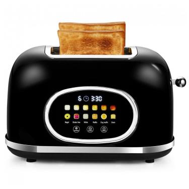 Imagem de Torradeira 2 Fatias Roter Mond Preta Display Touch 6 Tipos de Pão 9 Níveis Funções Bagel, Reaquecer e Descongelar 1400W 110V