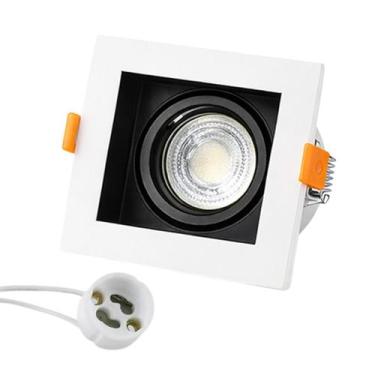 Imagem de Spot Recuado Embutir Luminária + Lâmpada Led Mr16 Dicroica Gu10 Quadra