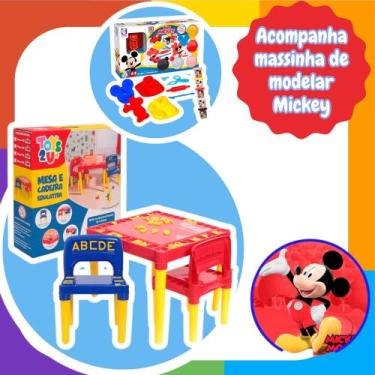 Imagem de Mesa e Cadeira Educativa Para Menino Tritec com kit Massinha Mickey