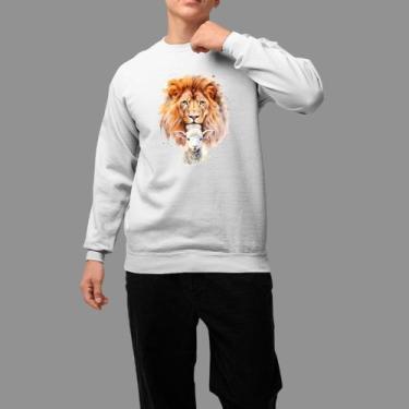 Imagem de Moletom Gola Careca Basico Masculino Casual Confortável Inverno Blusa 