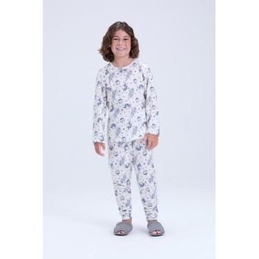 Imagem de Pijama Infantil Masculino Inverno Sublimado Off Espacial - Vida Costei