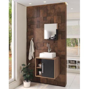 Imagem de Gabinete P/Banheiro C/cuba Q32 e Espelheira Soft 50cm - Compace, Branc