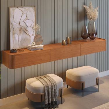 Imagem de Aparador Suspenso 100% Mdf 3 Gavetas 180cm Apolo Naturale