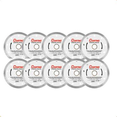 Imagem de Kit 10 Disco Corte Porcelanato Diamantado Turbo 110mm Cortag Branco