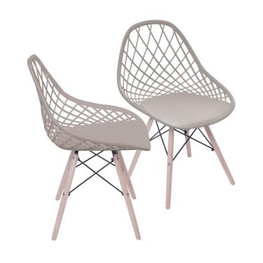 Imagem de Kit 2 Cadeiras Base Madeira Kaila  Cinza