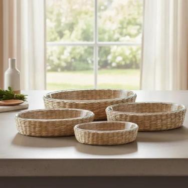 Imagem de Travessa e Assadeira Refratárias Ovais 4un Vidro com Suporte de Rattan