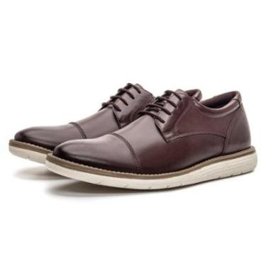 Imagem de Sapato Casual Esporte Fino Oxford Derby Em Couro Fechamento Cadarço Solado Microexpandi...