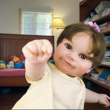 Imagem de WKMRH bebe reborn menina,Boneca menina olhos grandes,Pintura Feche os olhos Macio Lavável boneca reborn Vinil Corpo Inteiro Silicone